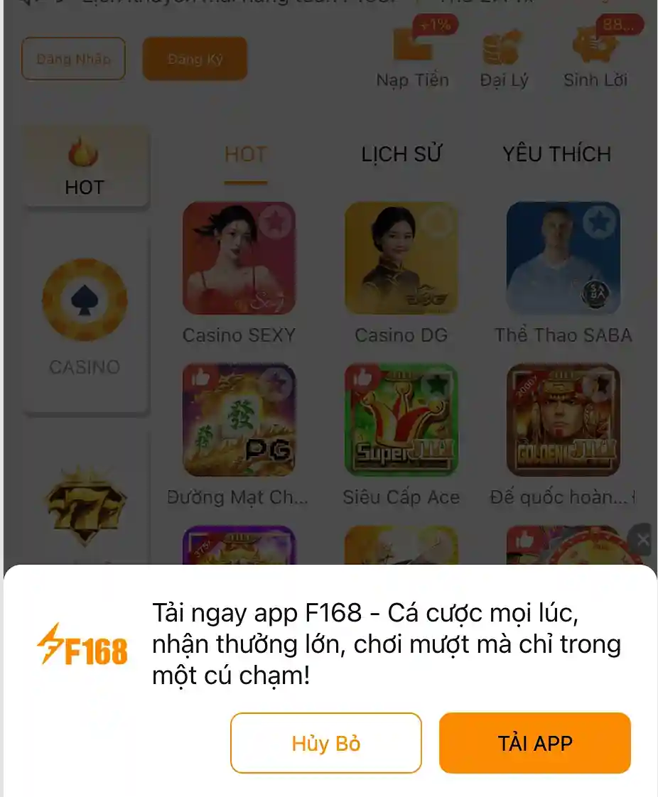Trải nghiệm F168 trên nền tảng di động